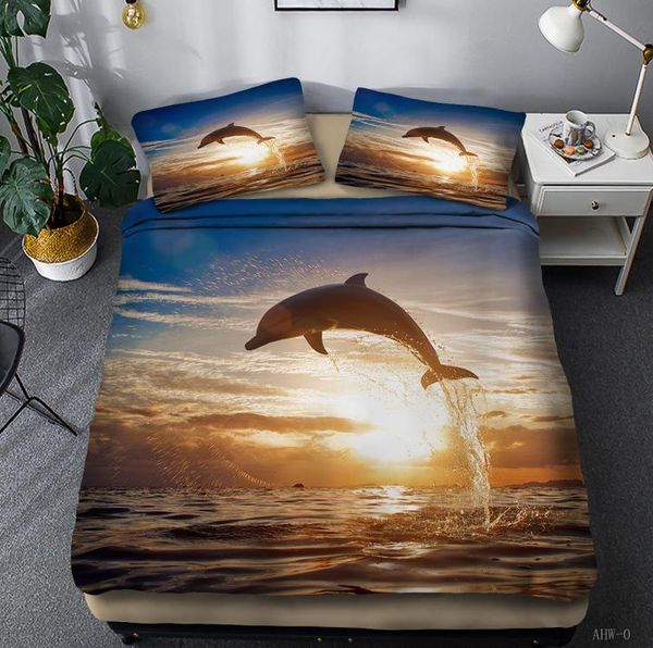 

sea animal dolphin 3d print comforter bedding sets  twin single size duvet cover set pillowcase home textile luxury scenery