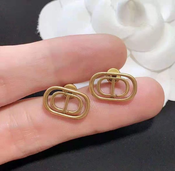 

special offer 70% off luxury jewelry dijia 2021 new classic letter home high version earrings 925 needle versatile silver jewelry, Golden