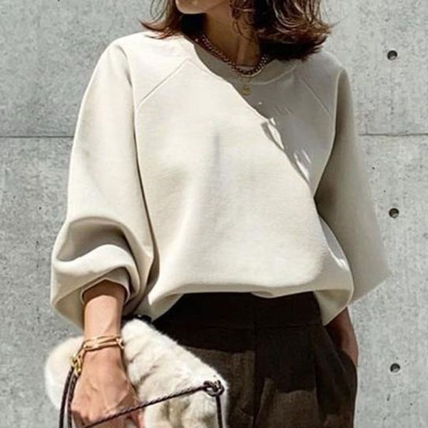 

women's hoodies & sweatshirts raglan sleeve letter print round neck hoodie autumn and winter fashion oversized sweatershirt korean casu, Black