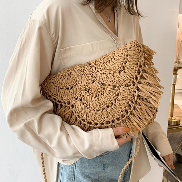 

evening bags hand made summer woven bag fashion lady beach sac straw shoulder for women 2021 designer female crossbody