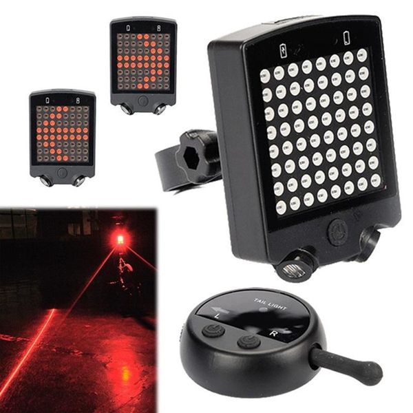 

bike wireless remote 64 led (laser) bicycle rear taillight usb rechargeable cycling safety warning turn signals light lights
