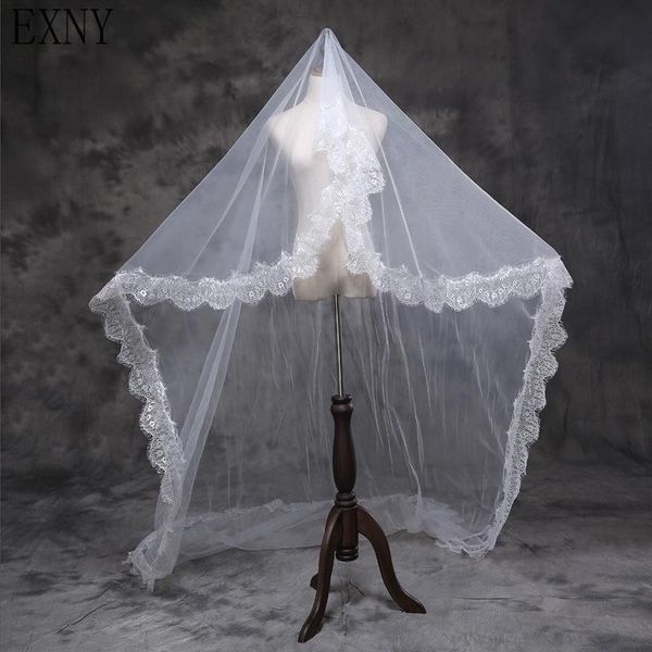 

bridal veils 3 meter cathedral wedding long lace edge veil, Black