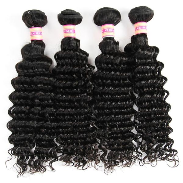 

human hair bulks deep wave bundles brazilian extensions 100% natural curly 1/3/4 deal, Black