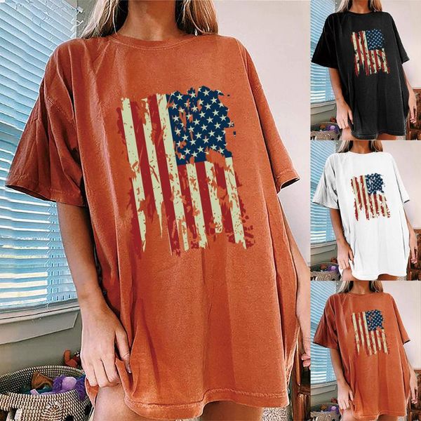 

women's t-shirt women t shirt casual drop shoulder summer tee femme round neck long loose clothes graphic, White