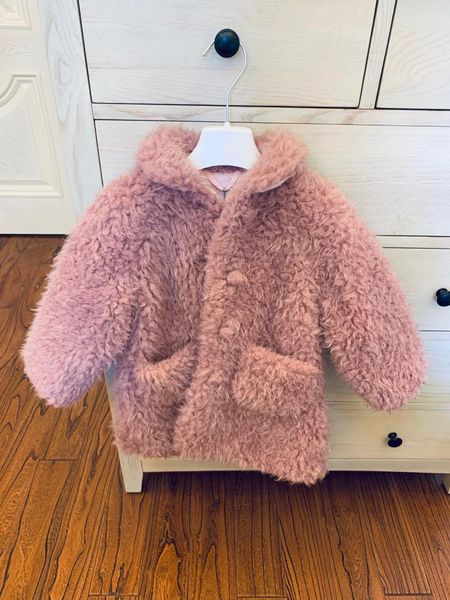 

jackets 2021 presale october 20th ship autumn kids thin design cotton-padded pink white jacket girls lambskin coat 90-160, Blue;gray