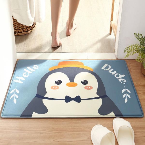

cartoon bath mat flannel micro-elastic bathroom rug shower room door absorbent non-slip foot decoration floor mats