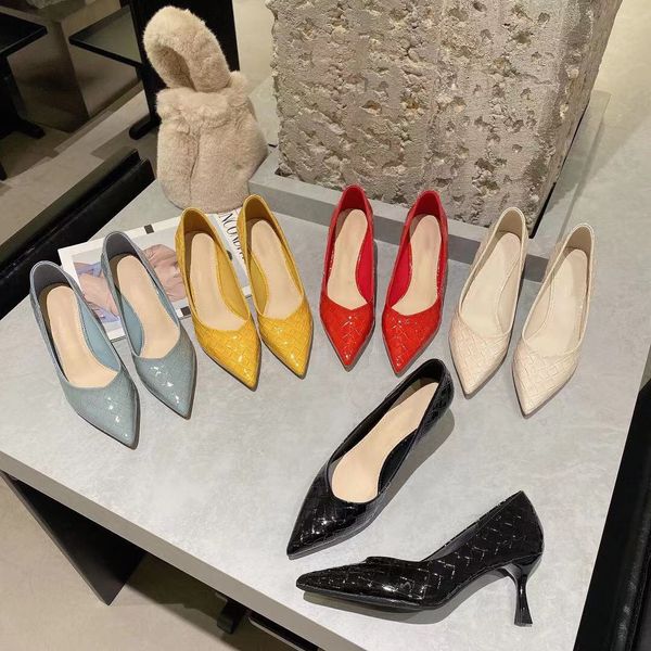 

black high heels women's summer new bright sandals leather work workplace french temperament small pointed stiletto shoes