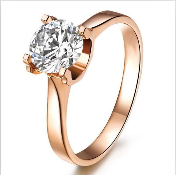 

cluster rings genuine 18k rose gold plated 1ct wholesale nscd excellent diamond ring for women sterling silver jewelry, Golden;silver