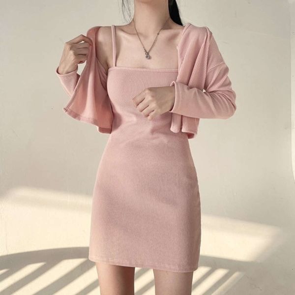 

casual dresses dress women clothestemperament v-neck two grain button pit bar knitted cardigan + short slim bag hip dyzb, Black;gray