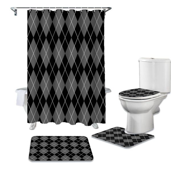 

waterproof shower curtain set classic prismatic lattice curtains bathroom decor with