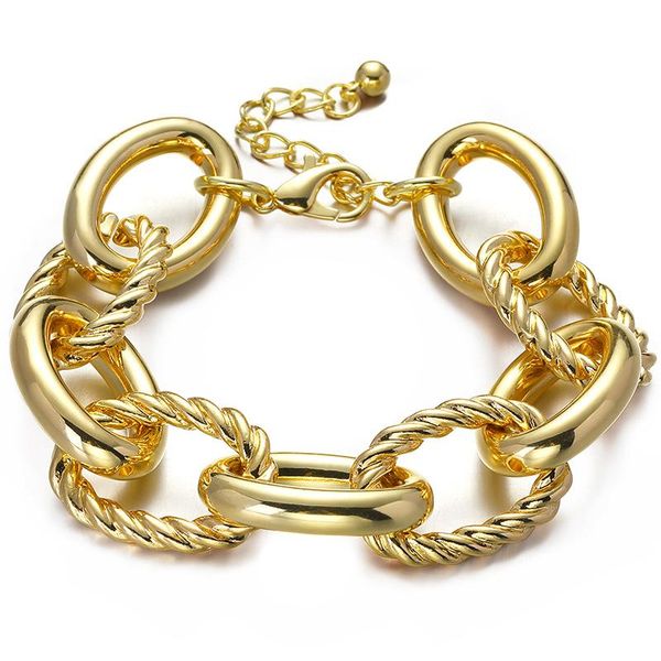 

link, chain big bracelets for women gold plating fashion wearing grils korean accessory, Black