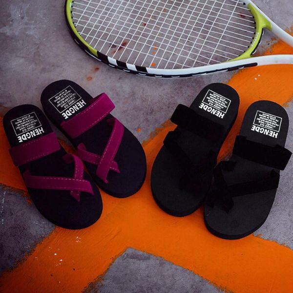 

womens slippers sandals summer flip flops casual flat comfortable beach open toe ladies shoes d9#, Black