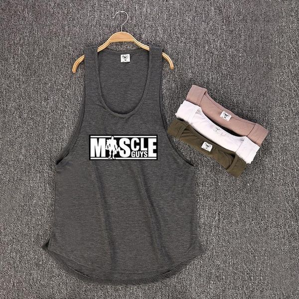 

muscleguys brand bodybuilding sleeveless shirt mens gyms tank low cut vest muscle fitness stringer sportwear undershirt, White;black