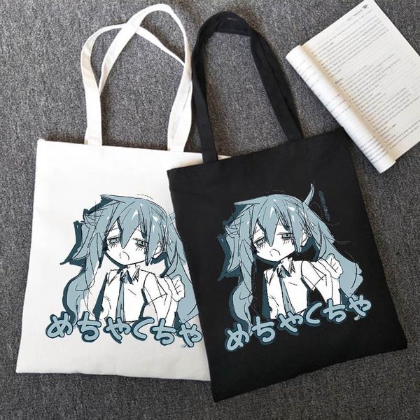 Сумки для хранения Японские аниме Kawaii Y2K Холст сумка Хип-хоп Женщины Ulzzang Покупатель Большие возможности Ins Harajuku