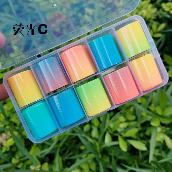 

nail art kits fluorescent starry sky transfer foils holo sticker paper slider water decal design manicures decorations