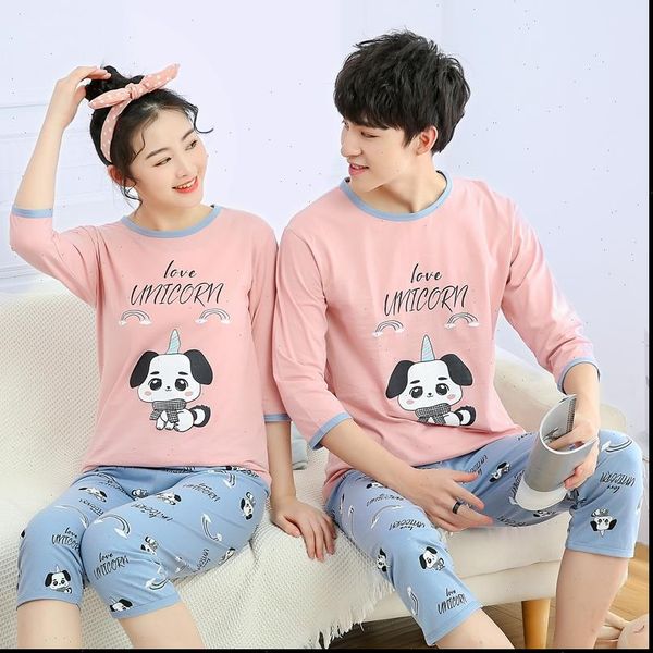 

summer pajama sets cotton women sleepwear couple pajamas 2pcs pants mens pyjamas pijamas home wear, Black;red
