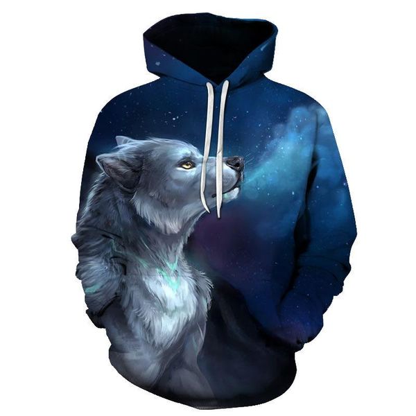 

men's hoodies & sweatshirts fashion wolf animal 3d printing hooded hoodie hip hop harajuku 2021 sweatshirt spring, Black