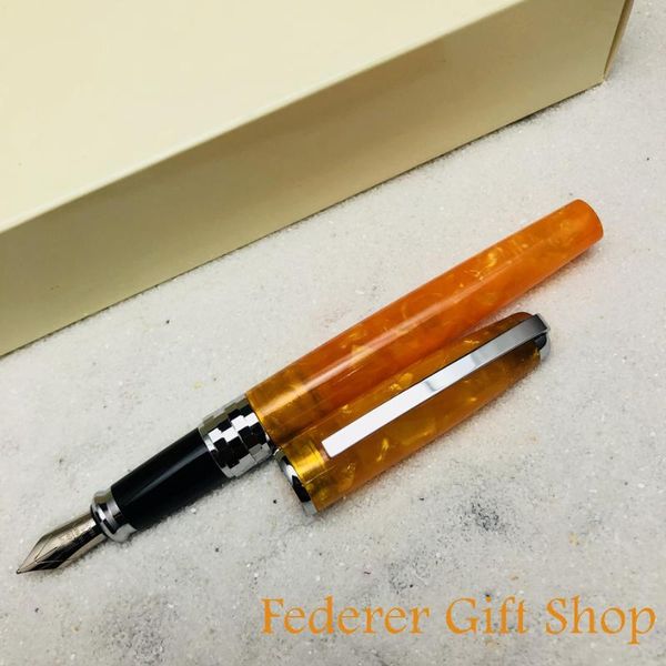 

fountion pen fuliwen f26 orange acrylic case gift m nib ink fountain pens