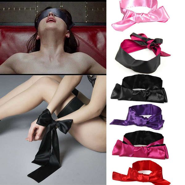 Unisex Blindfold Satin Máscara de olho Jogo de sexo conjunto Casais Amor Cosplay Banda Sólida Acessórios Exóticos Sexo Brinquedos Para As Mulheres P0816