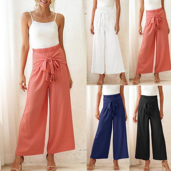

women's pants & capris womens casual comfy workout high waist active elastic wide bow leg, Black;white