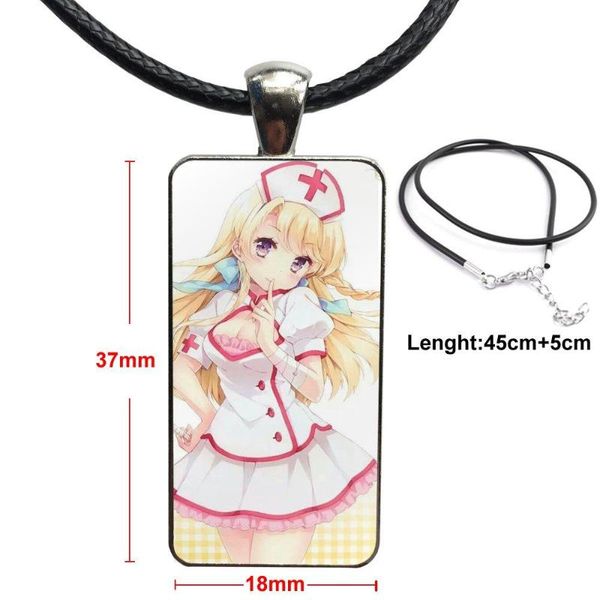 

pendant necklaces beauty anime girl for women party glass cabochon necklace rectangle fashion, Silver