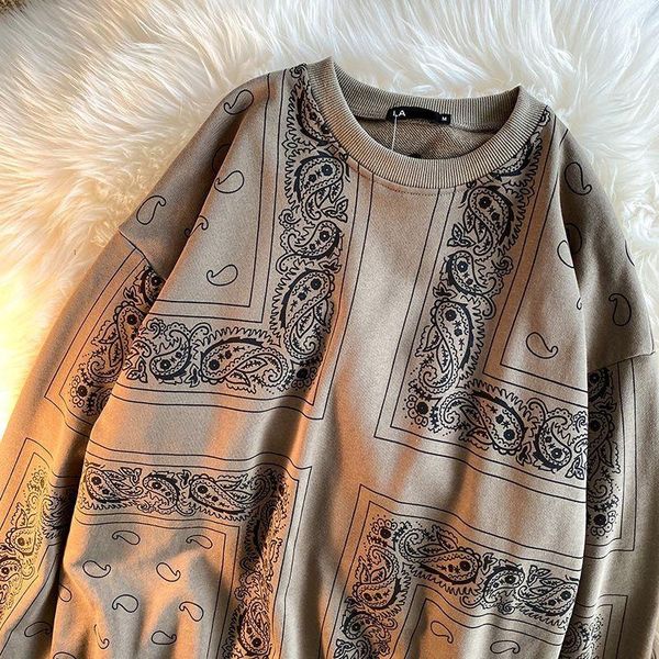

ins chao brand fried street hip hop crewneck dress men's spring and autumn trend loose oversize cashew coat women hoodies & sweatshirts, Black
