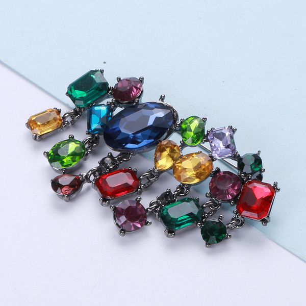 

factory exaggeration personality fashion crystal glass brooch temperament versatile cardigan sweater pin suit coat brooch christmas