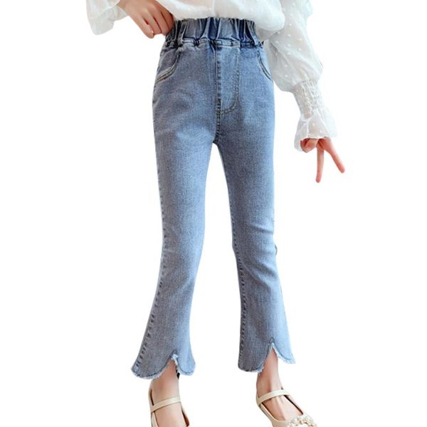 

jeans girls solid color kids casual style children spring autumn children's clothes 6 8 10 12 14, Blue