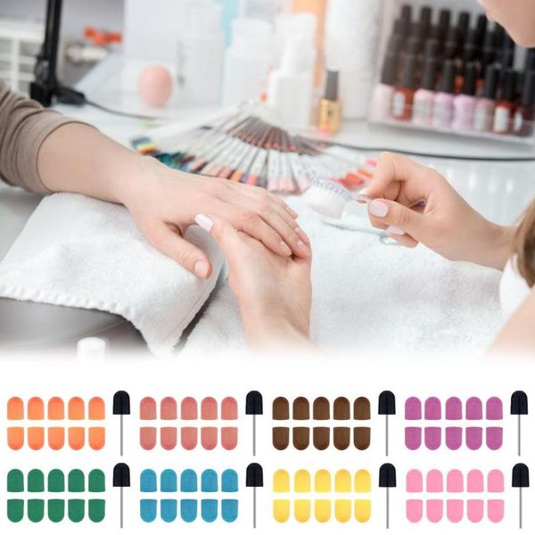 

nail art equipment colorful sanding cap with rubber for grinding polishing excellent durability natural nails and artificial, Silver