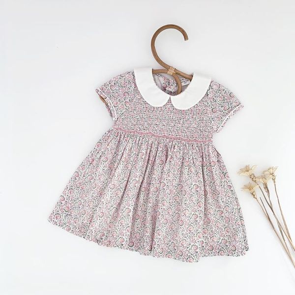 

girl's dresses floral girls beach dress summer short puff sleeve infant kids for party wedding costumes children boho clothes, Red;yellow