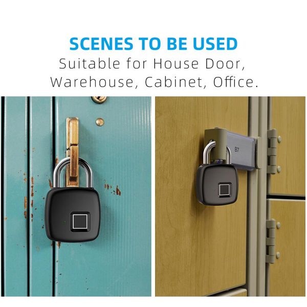 

smart home control tuya 1/2pcs keyless usb rechargeable door lock fingerprint padlock quick unlock zinc alloy metal self developing chip