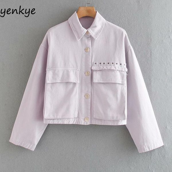 

women's jackets vintage solid color cropped jacket women lapel collar long sleeve pockets short streetwear autumn outerwear plus size, Black;brown