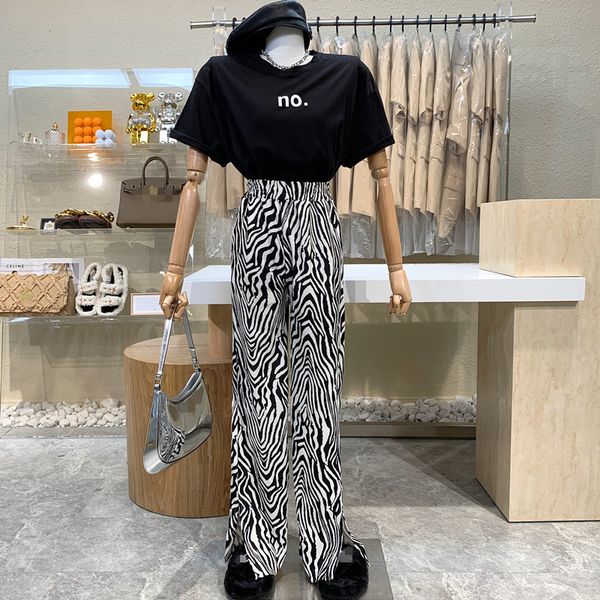 

capri zebra impression of cut down legs thin a straight line walk in waist length high pants with low, Black;white