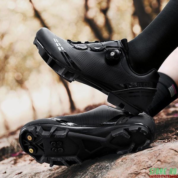 

men's cycling shoes outdoor professional racing mtb foot spd sneakers sapatilha ciclismos mountain road footwear, Black