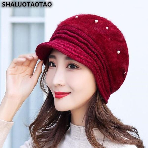 

beret for women velvet berets fashion pearl ear protectors knitted cap ladies brands thermal winter hat, Blue;gray