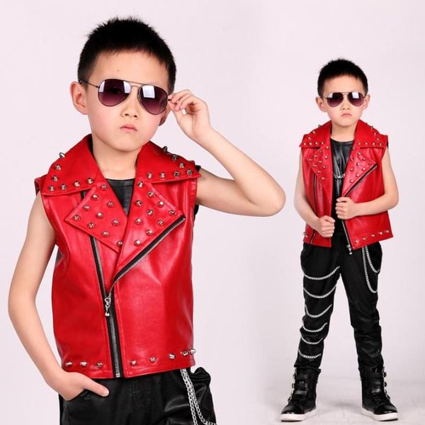 

boys hip-hop leather jacket rivet vest coat 2021 children's performance clothing dance waistcoat modis kids cothes y1234, Camo
