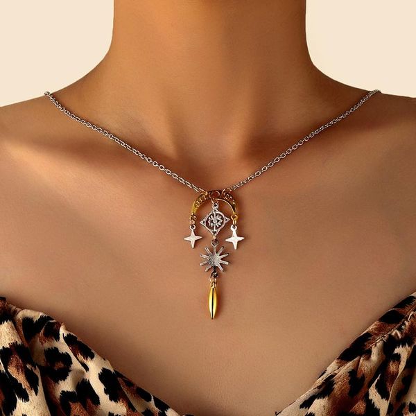 

pendant necklaces fashion exquisite moon phase eye of horus small decoration star necklace female paragraph, Silver