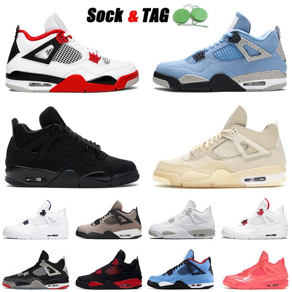 

2021 jumpman 4s mens basketball shoes 4 womens trainers black cat sail university blue fire red off bred sneakers sports size 36-47, White;red