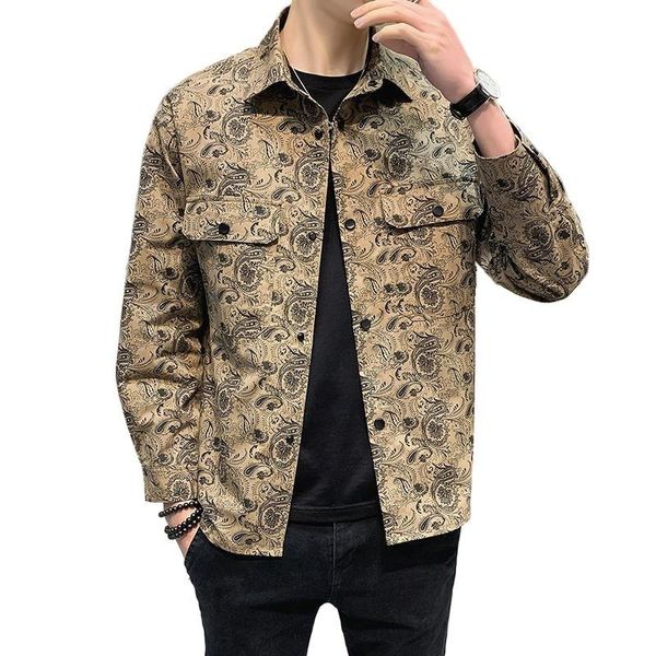 

men's jackets flower spring jacket casual personality, Black;brown