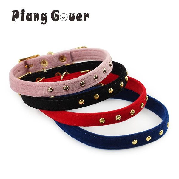 

1pcs/lot rivet flocking pet collars for kittens puppies cat collar small dogs & leads