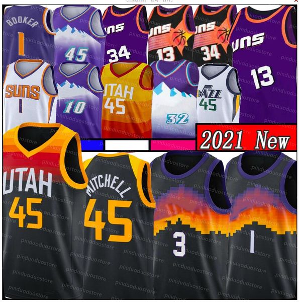 

donovan 45 devin 1 booker mitchell steve 13 nash chris 3 paul football jersey john 12 stockton karl charles malone barkley 34 2021, Black;red