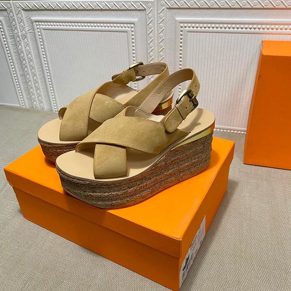 

summer fashion brand women's shoes bohemian high heel wedge open toe sandals thick crust muffin slippers casual pumps, Black