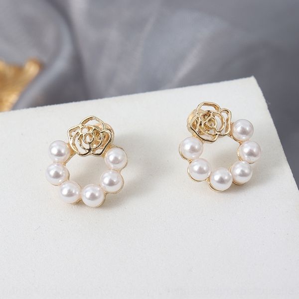 

olls 925 stud silver earringsearrings and earringsneedle hollow rose 925 silver pearl earringsearrings and earringsneedle hollow rose pearl, Golden;silver