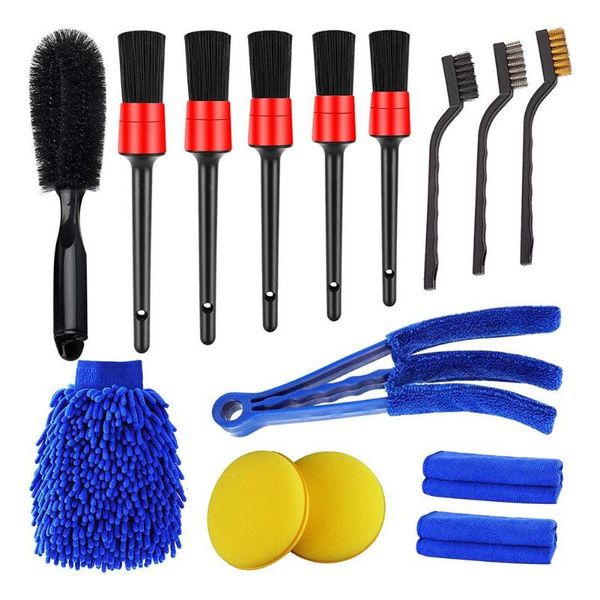

car sponge 15pcs cleaning brush set wheel kit detail accessories tools