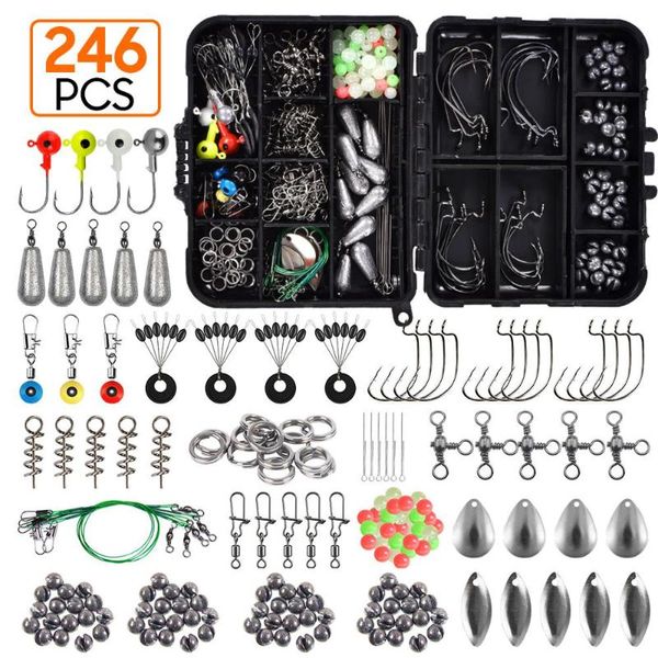 

fishing accessories 246pcs/box kit including hooks beads swivels snap sinker weight terminal tackle