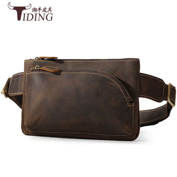 

waistbags packs luggage multifunctional leisure leather waist crazy horse leather chest men's street trend one shoulder messenger bag b
