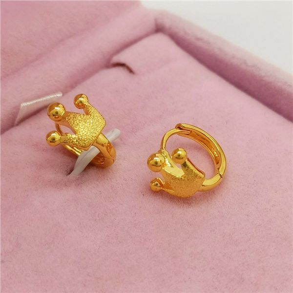 

lovely crown girls hoop earrings princess gift 18k yellow gold filled charm jewelry, Golden;silver