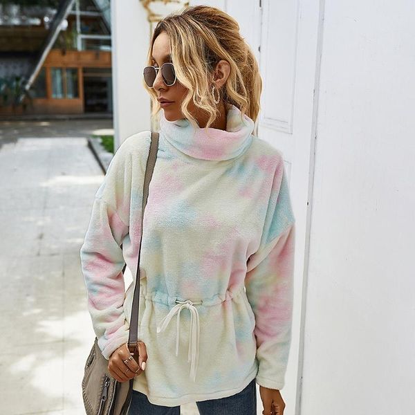 

women's hoodies & sweatshirts fall 2021 winter rainbow print women sweatshirt streetwear long sleeve casual female turtleneck pullover, Black