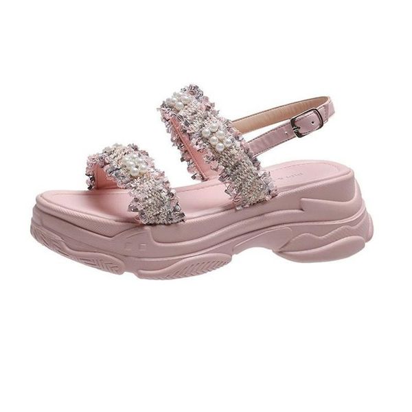 

open-toed women sport sandals wedge hollow out outdoor cool platform shoes beach summer, Black