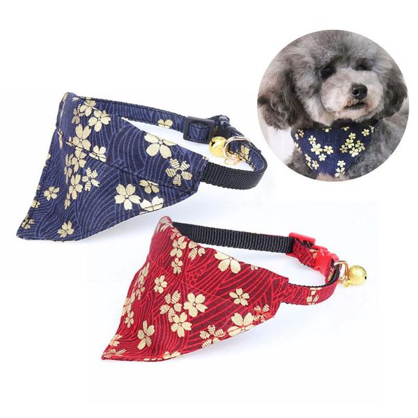 

cat collars & leads chihuahua pets dog cats bandana scarves with bells floral pattern puppy kitten bandanas small accessories supplies